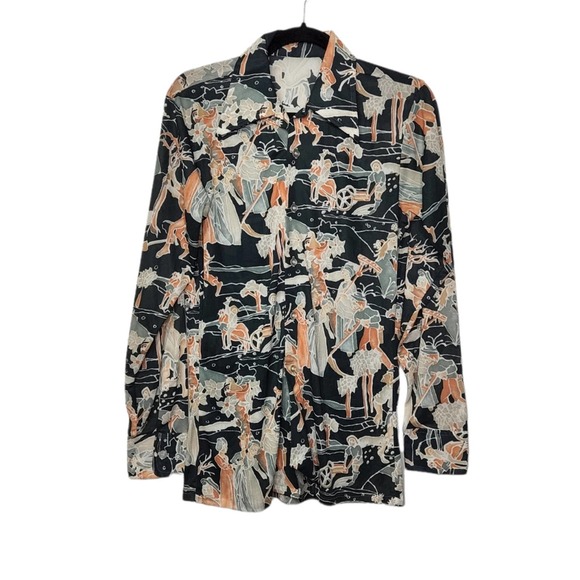 Vintage Other - Vintage 70s Hippie Groovy Rockabilly Art Artist Rat Pack Button Polyester Shirt